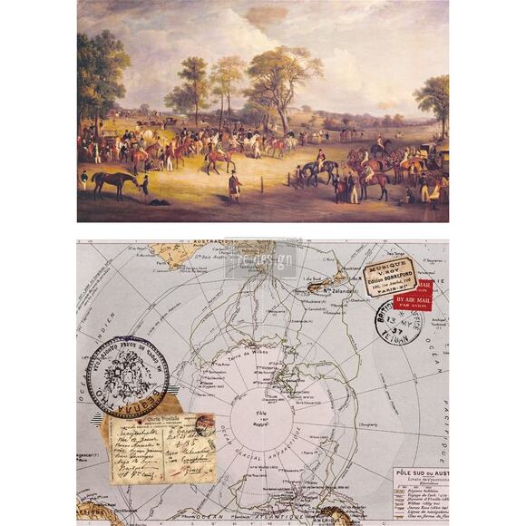 Re Design by Prima Transfer Sticker Distant Traveler 22x13" Globe Landscape - Picture 1 of 1